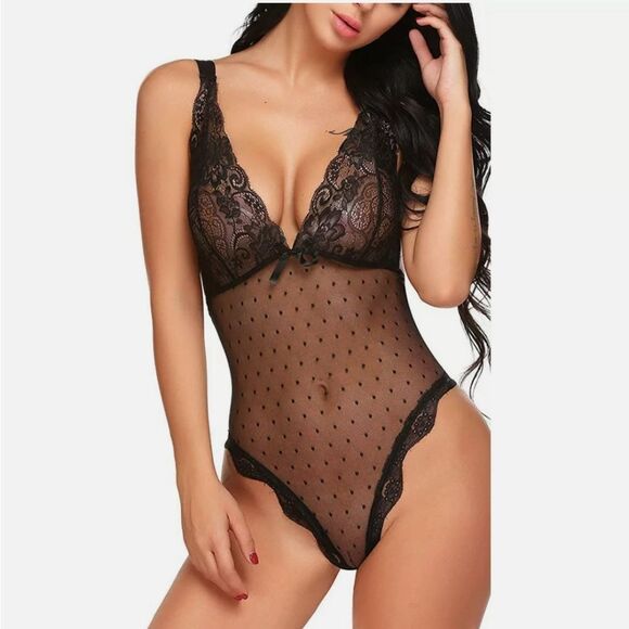 Sexy-Lingerie-Sleepwear-Sheer-Lace-Women-Babydoll-   - Picture 2 of 4